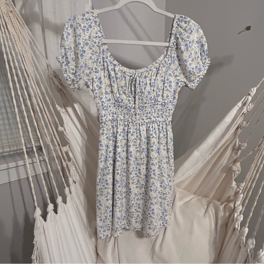 Hollister Blue and White Floral Mini Dress